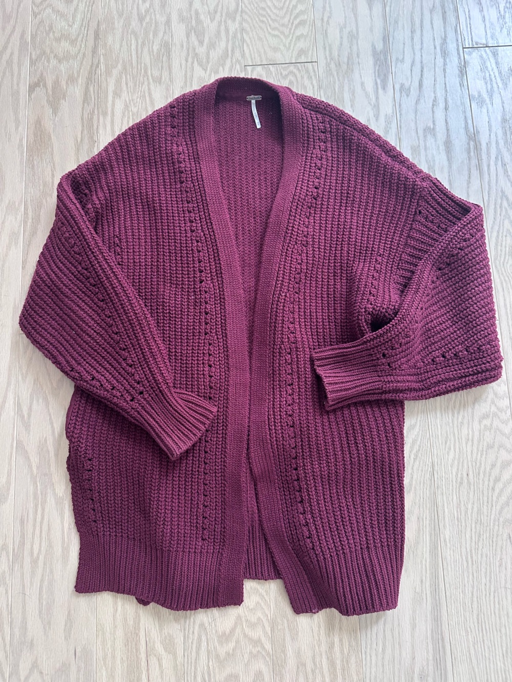 Free People Chunky Knit Sweater cardigan - burgundy